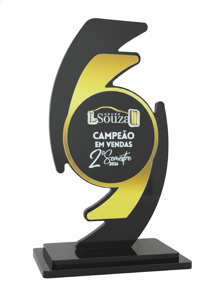 TROFÉU ACRILICO - IMPRESSÃO UV - BASE DUPLA
