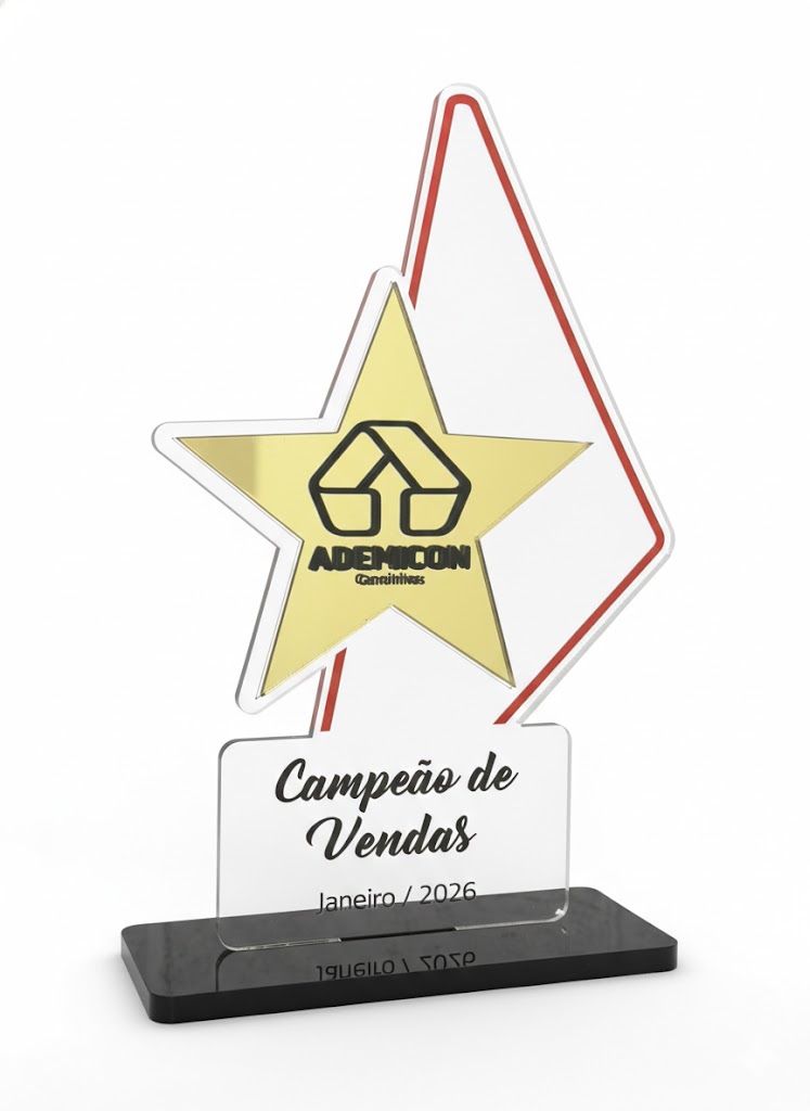TROFÉU ACRILICO - LOGO ESPELHADA - ESTRELA